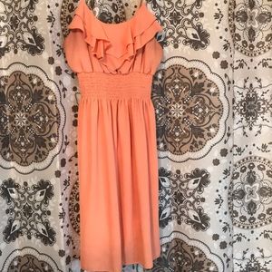 Salmon peach colored shirt dress